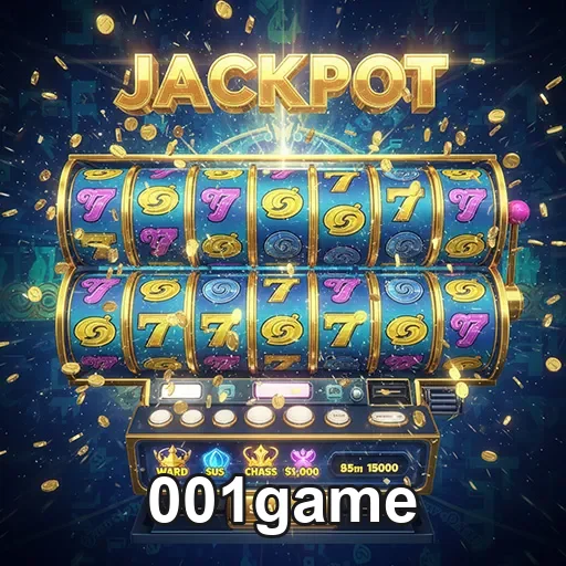 Imagem de uma máquina de caça-níqueis do 001game, destaque para os símbolos coloridos, ideal para jogos de azar online n